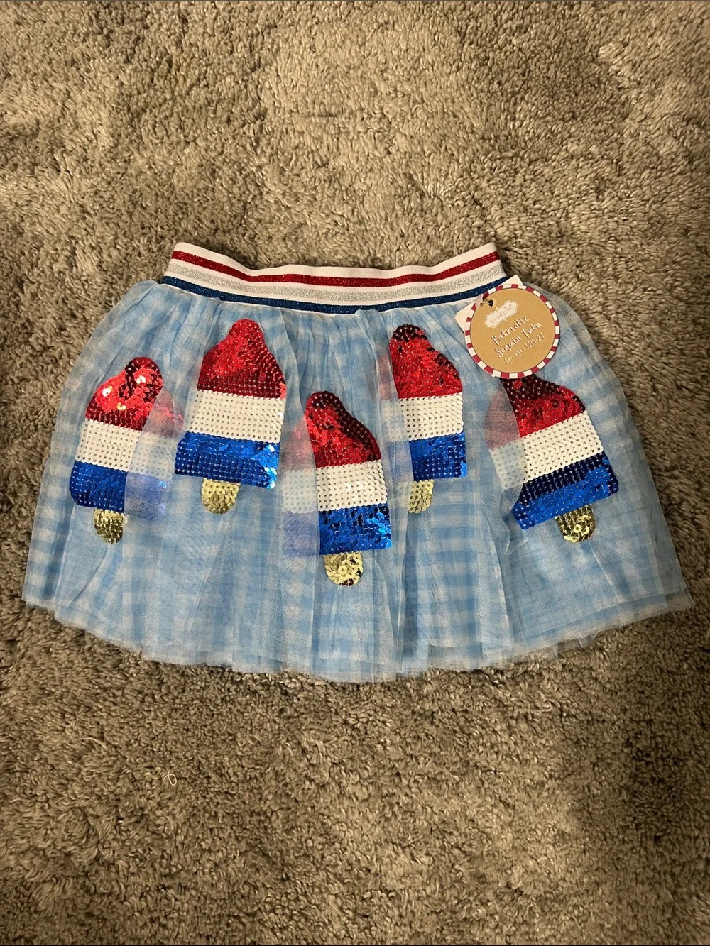 Mud Pie Red White Blue Sequin Tulle Tutu